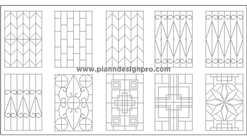 Modern Window Grill Design CAD Blocks