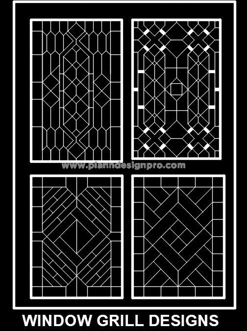Modern Window Grill Designs CAD Block Collection