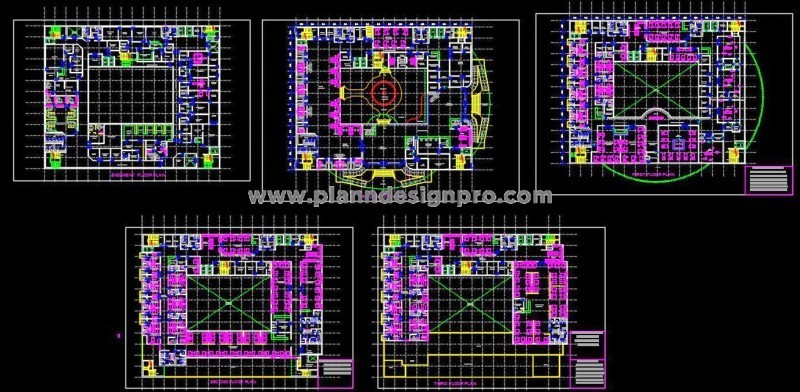 Multi-Speciality Hospital Layout DWG - Complete Plan, G+3 Floors