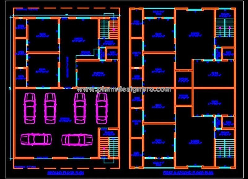 Multi-Family Residential Building 45'x60' - Free CAD File