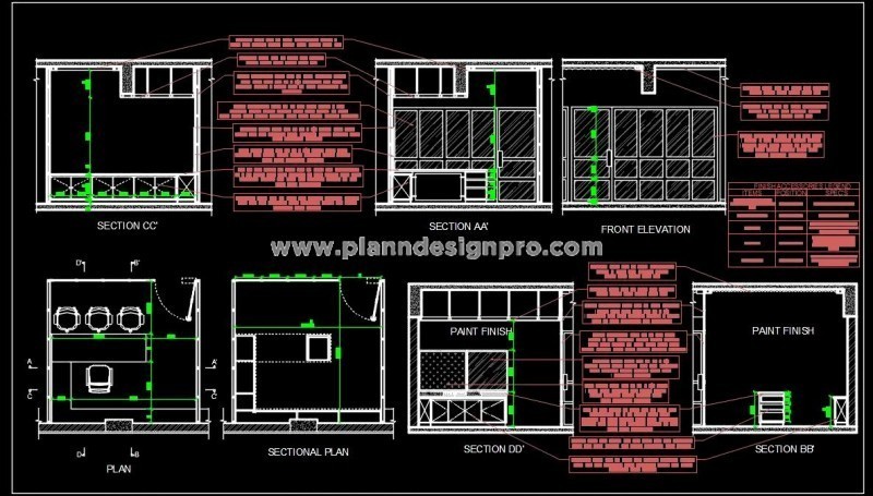 Office Cabin Interior Design DWG with Glass Partition