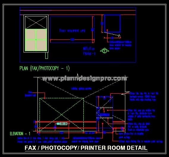 Office Printing Area DWG- Unit, Cabinet, & Electrical Details