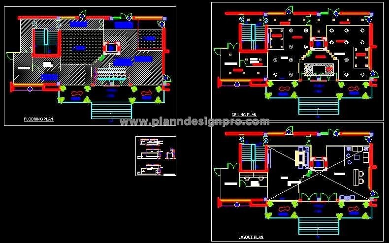 Office Reception DWG- Furniture, Flooring & Ceiling Layout