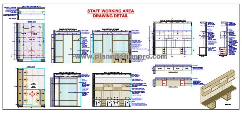 Office Staff Working Space Design CAD File