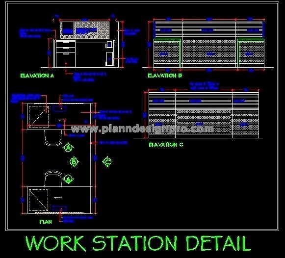 Office Workstation Design Free DWG- Back-to-Back Layout