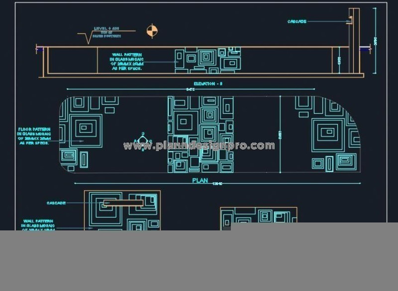 Outdoor Water Body CAD- Granite & Mosaic Design