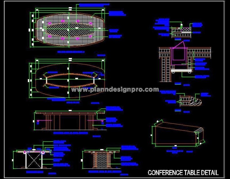 Oval Conference Table DWG- Stone Top, Wooden Base & Power Outlet