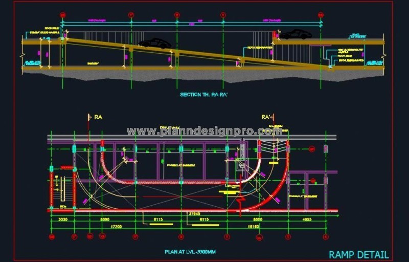 Parking Ramp CAD DWG- Basement to Ground Floor Design