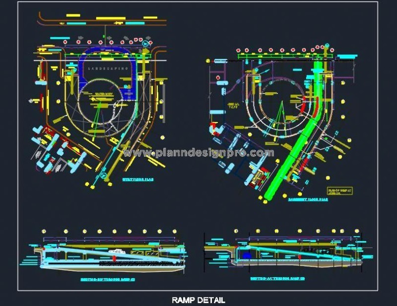 Parking Ramp Details- Ground to Basement with CAD Layout