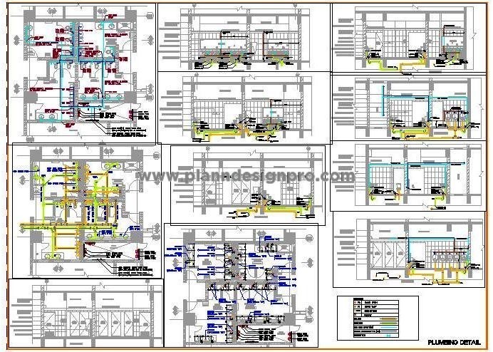 Public Restroom Plumbing Plan- AutoCAD DWG with Layout Details