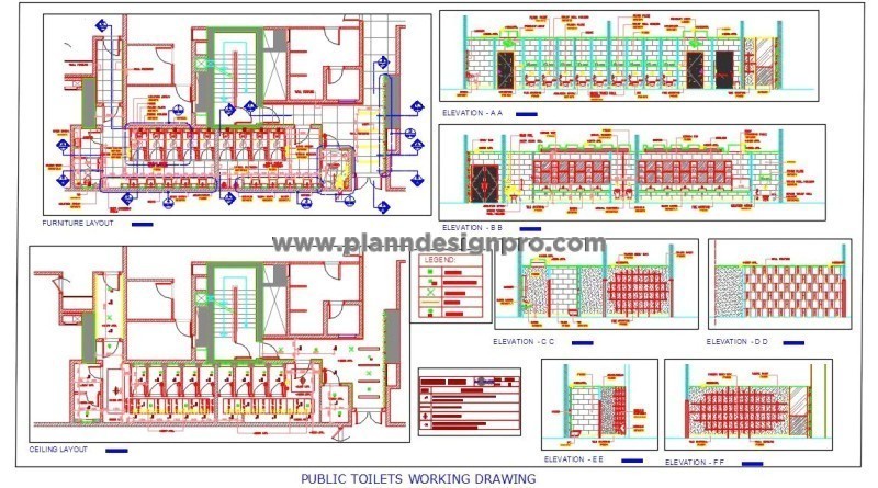 Public Toilet AutoCAD Drawing with Complete Working Details