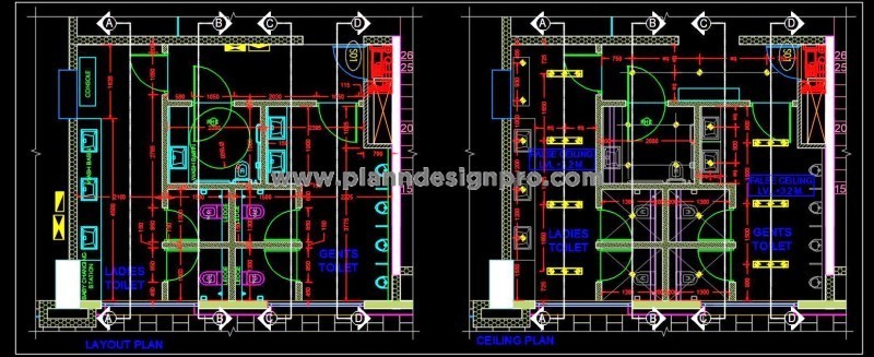 Public Toilet Block CAD Design with Layout & RCP