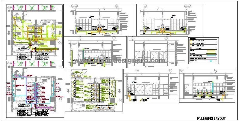 Public Toilet Plumbing Design AutoCAD DWG with Cubicles
