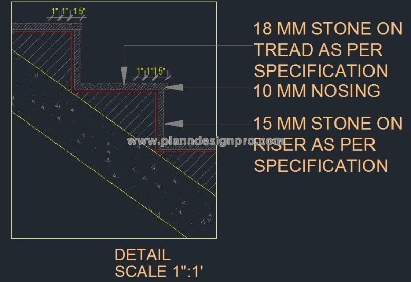 R.C.C. Staircase Tread and Riser Section- Free DWG Download