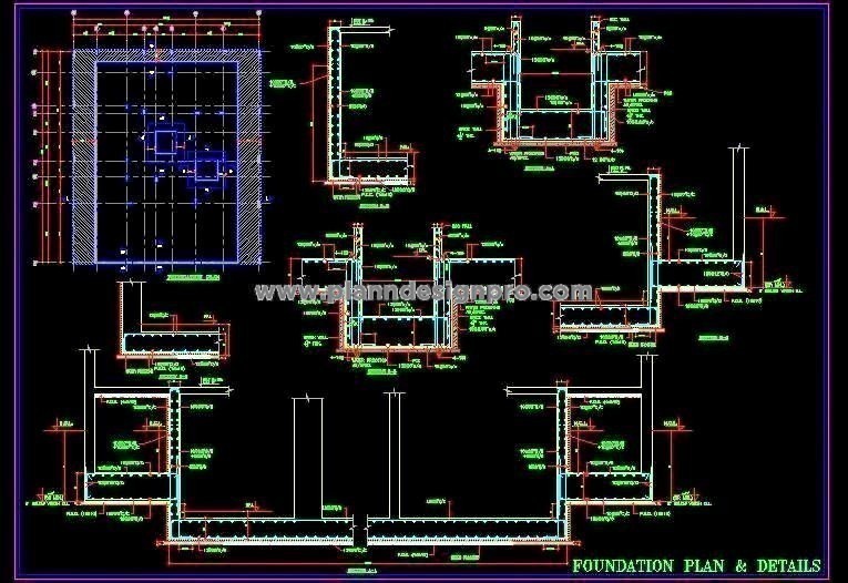 RCC Foundation Reinforcement Design with Sections - AutoCAD