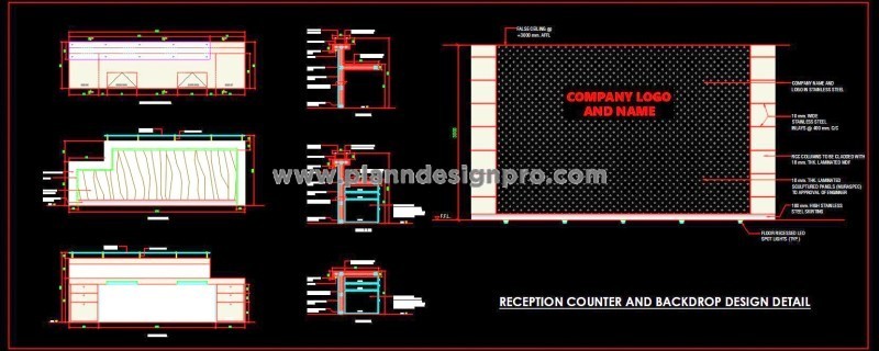 Reception Desk CAD Model with Glass Top