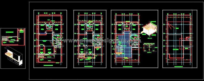 Residential House CAD Design 35'x70' Plot G+2 Plan, Wooden Pergola