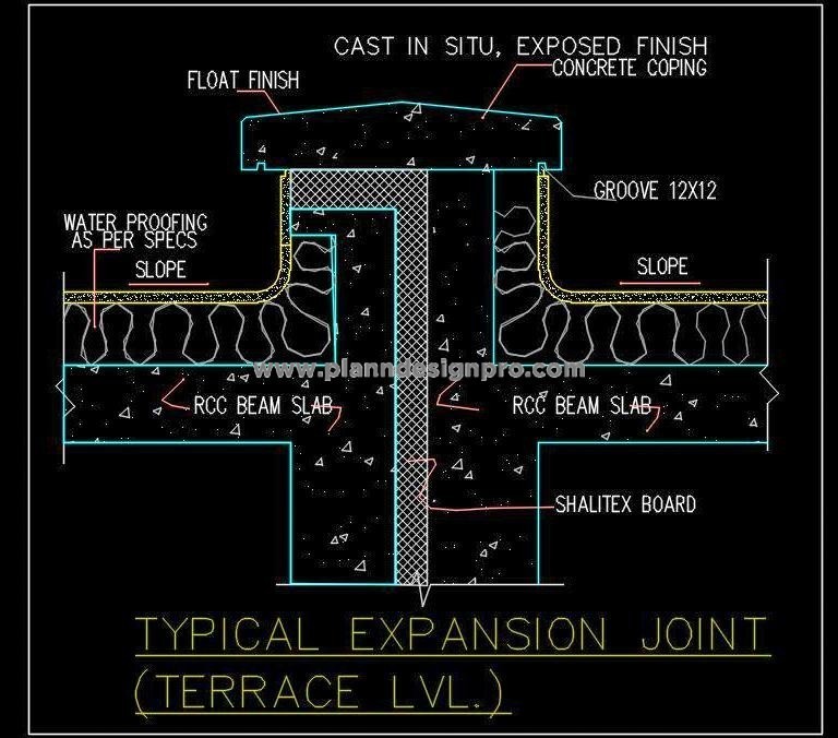 Roof Expansion Joint Sectional Detail in AutoCAD