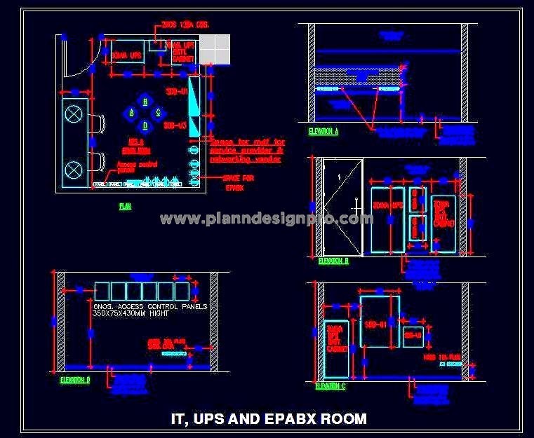 Server Room Electrical Layout Plan with UPS - AutoCAD DWG
