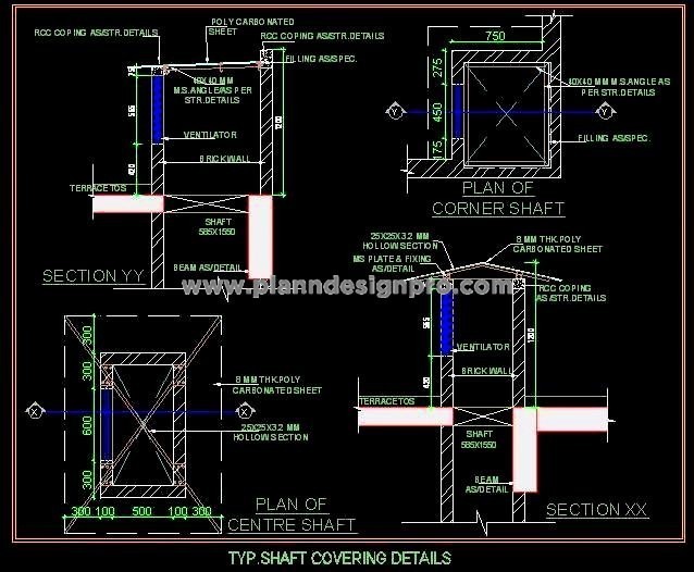 Shaft Ventilation Design DWG- Central & Corner Shaft Details