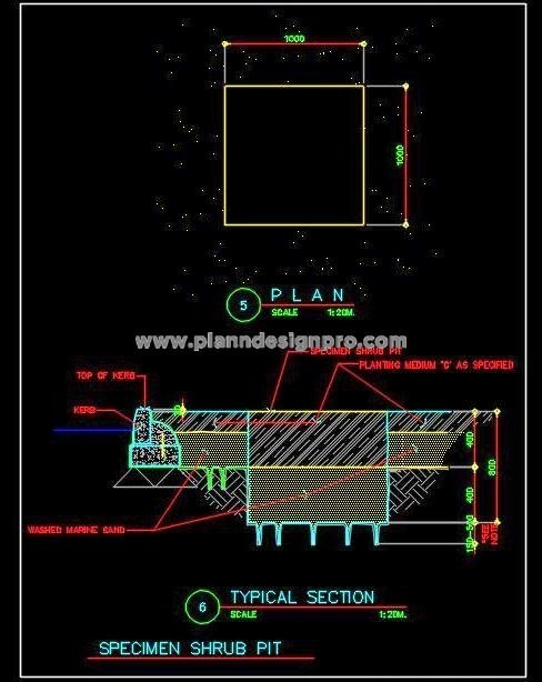 Shrub Plantation AutoCAD Drawing with Pit Design