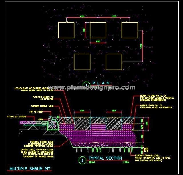 Shrub Tree Plantation CAD Drawing