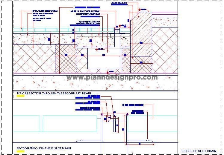 Slot Drain CAD DWG- Construction & Section Detail