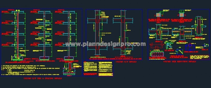 Structural Column Details DWG- Ties, Splicing & Size Reduction