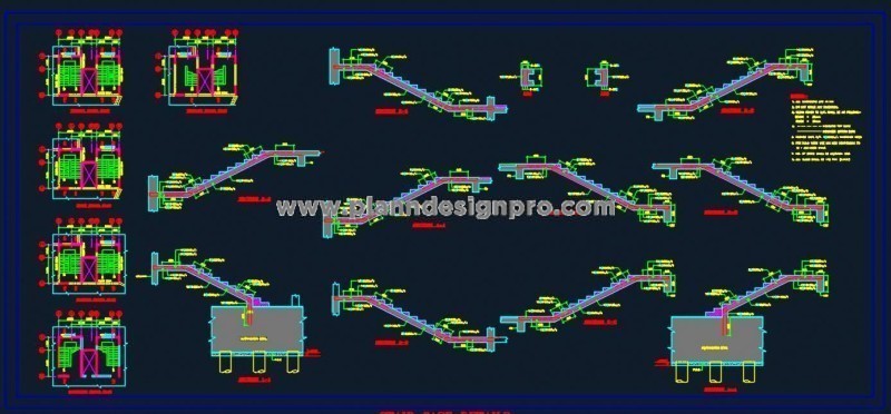 Structural RCC Staircase Plan CAD- Waist Slab & Reinforcement