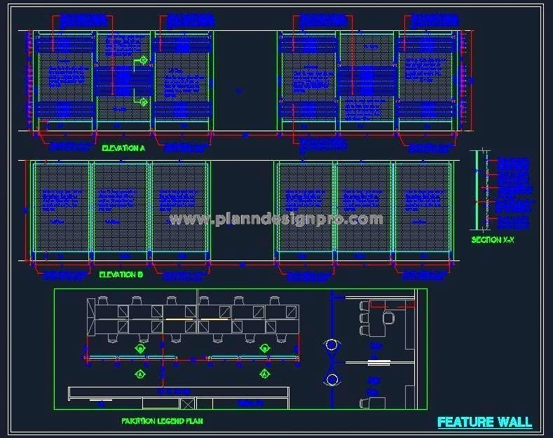 Stylish Glass and Wood Space Divider DWG for Interiors