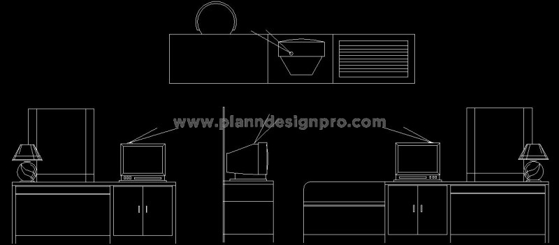 TV Cabinet Front Elevation CAD Blocks - Free Download