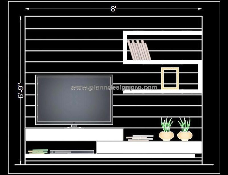 TV Unit Elevation Design CAD Model
