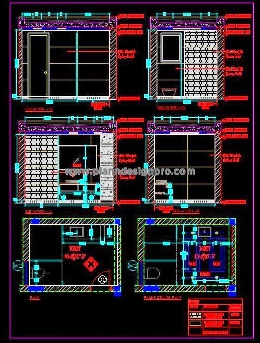 Toilet Design DWG- Complete Working Drawing with Details