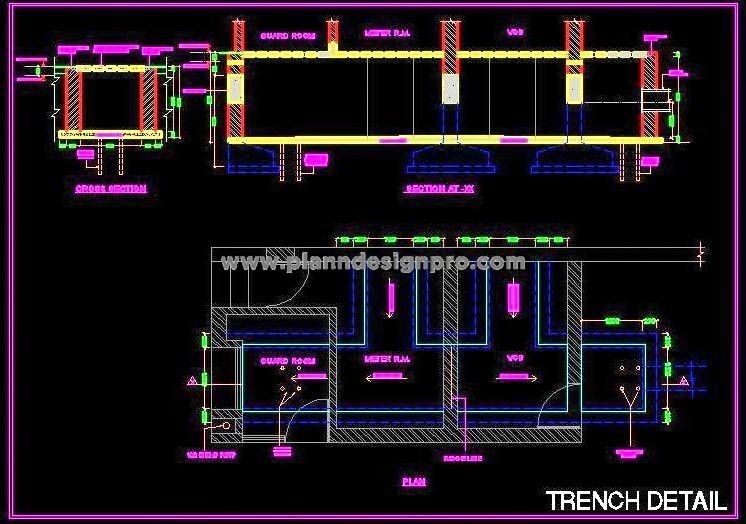 Trench Design DWG- Plan, Cross-Section, & PCC Slab