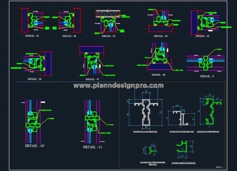 UPVC Door & Window Frame Sections- Free CAD Details