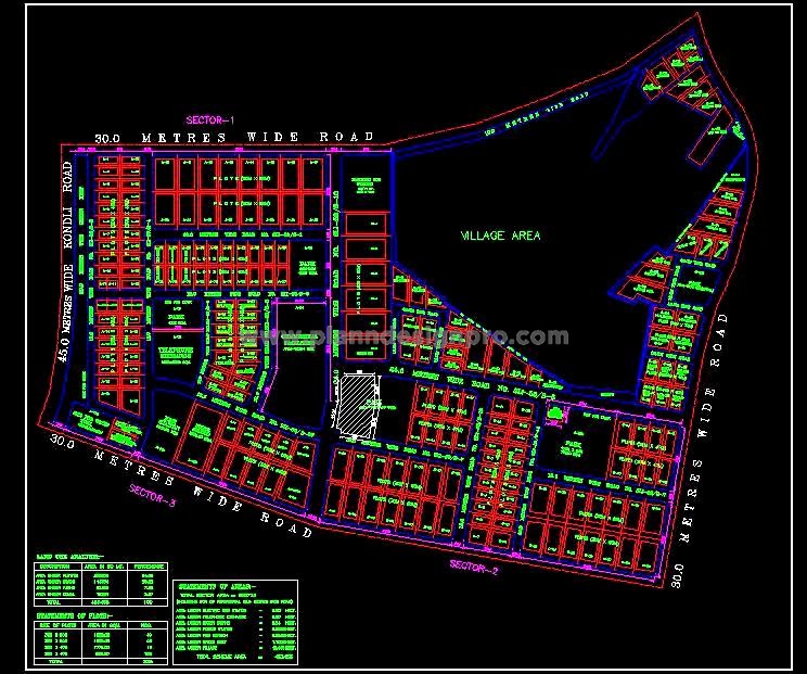 Urban Housing Layout CAD-110 Acre Area with Plot Details