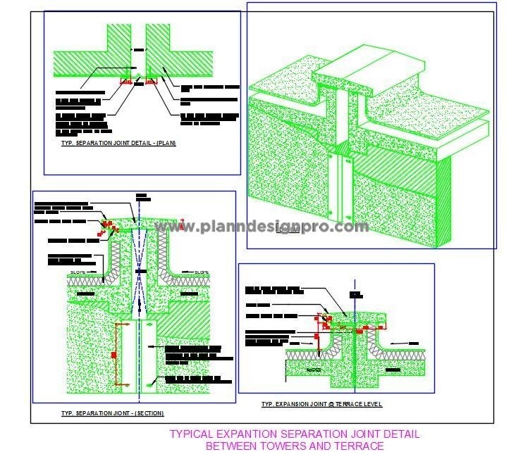Vertical Expansion Joint CAD- Towers and Terrace Details