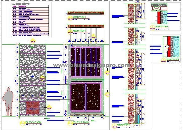 Wall Paneling DWG- Stone Cladding and Wood Veneer Designs