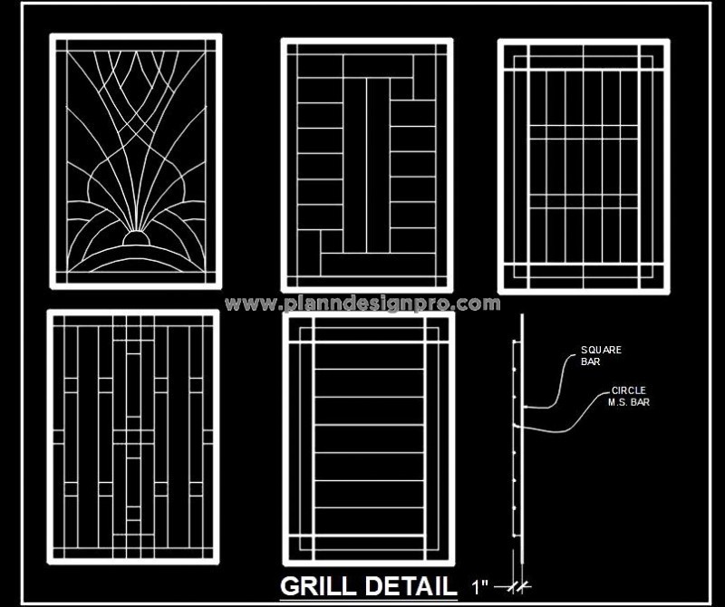 Window Grill Design Free CAD Block for Architectural Projects