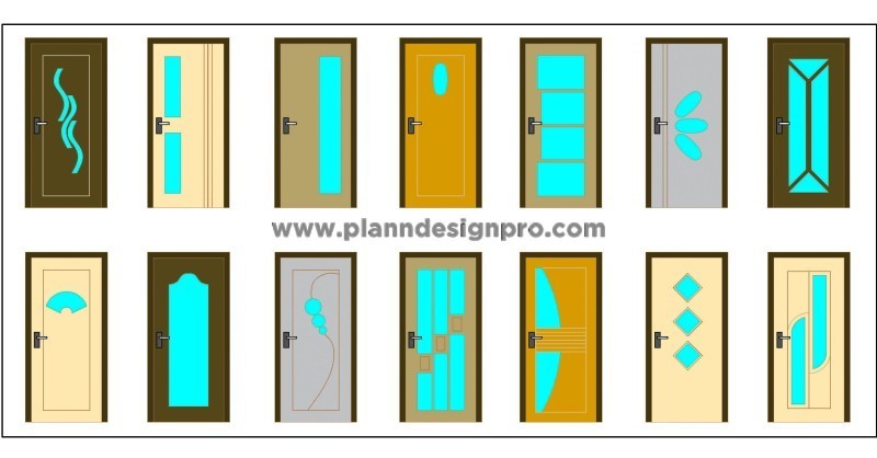 Wood and Glass Door CAD Blocks in AutoCAD DWG