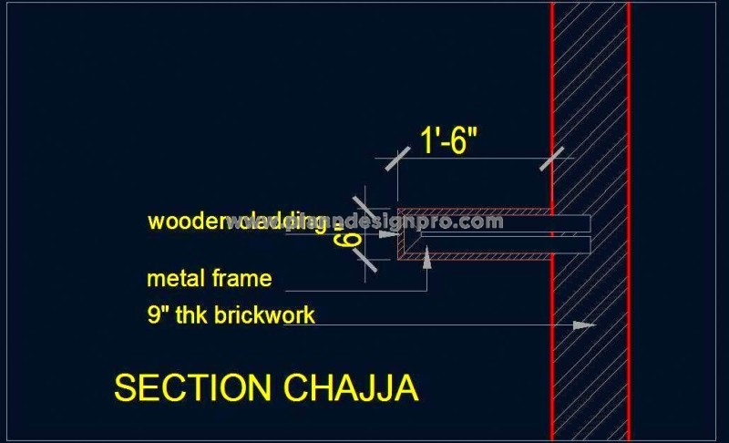 Wooden Cantilever Section Free CAD Detail- Metal Frame