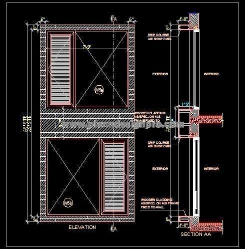 Wooden Cladding AutoCAD Detail for Building Facade