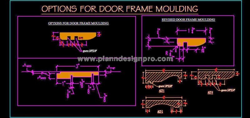 Wooden Door Moulding Sections - Free CAD Drawing