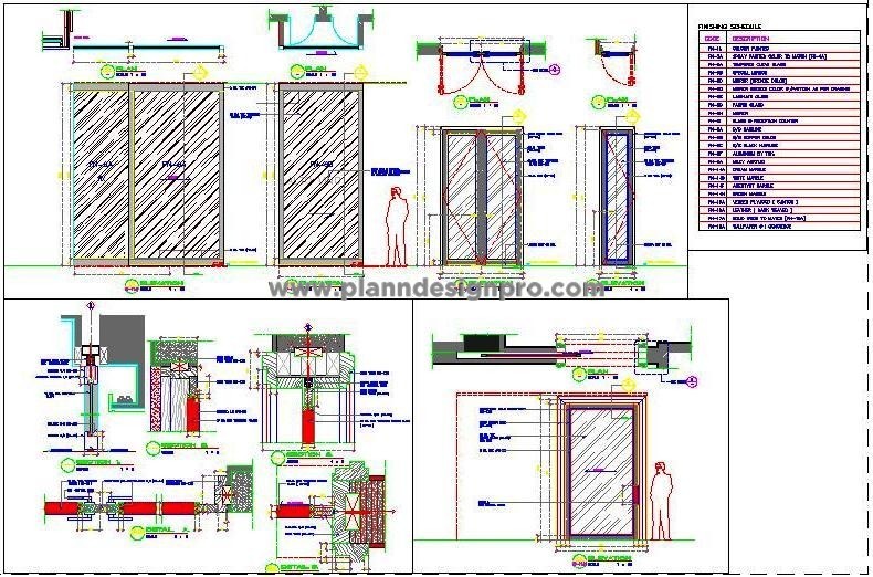 Wooden Sliding, Flush, & Glazed Door Details- AutoCAD DWG