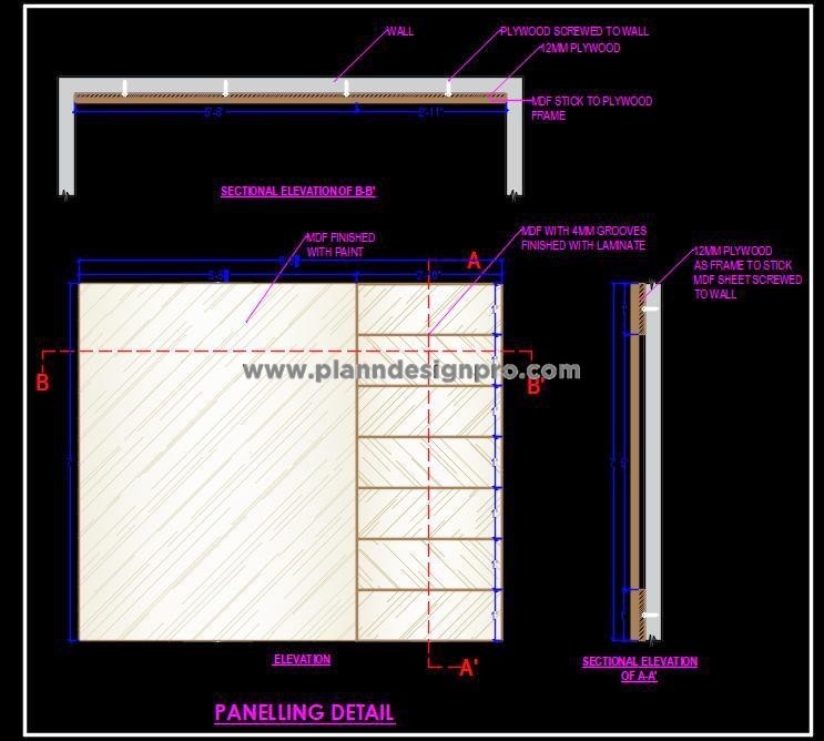 Wooden Wall Panelling DWG Detail for Interior Design