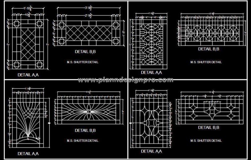 Wrought Iron Grill CAD Blocks- Railing, Boundary Wall, Fence