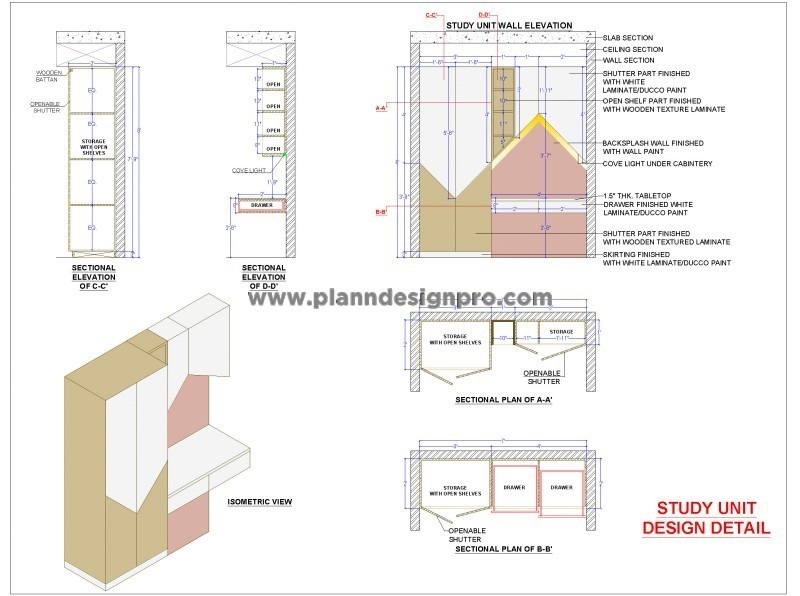 Zig Zag Style Study Table for Children AutoCAD Drawing