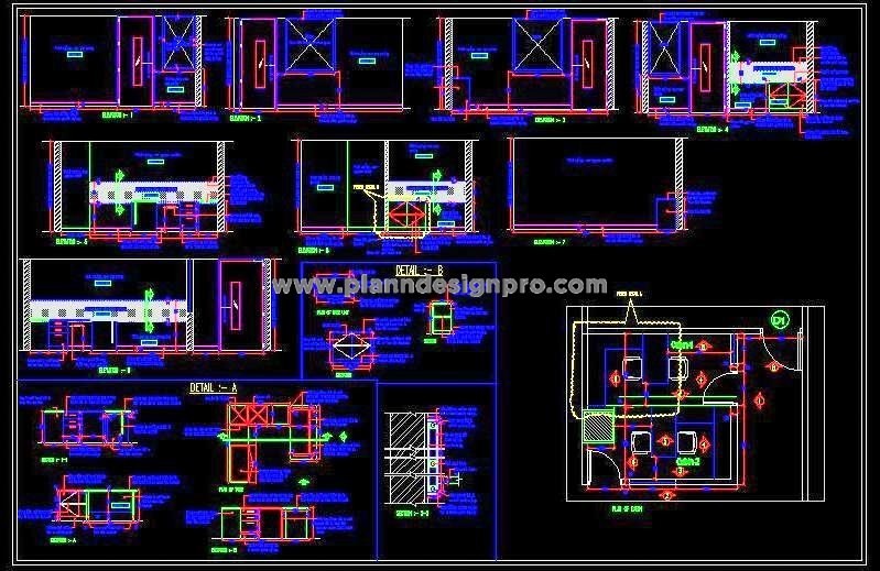 AutoCAD Office Cabin Layout with Interior and Desk Details