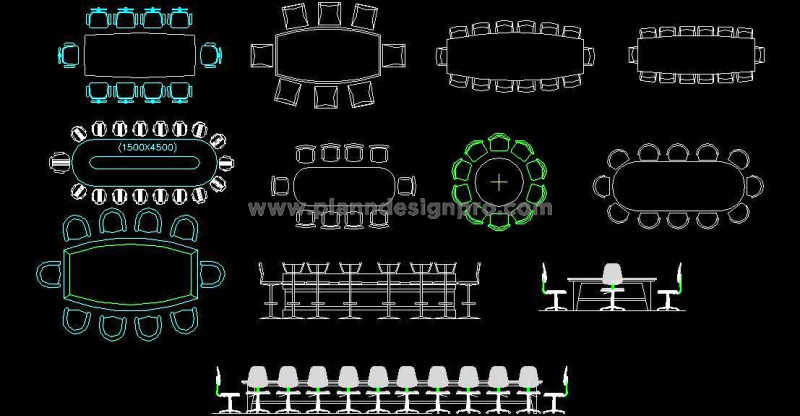 Free CAD Blocks- Multi-Seater Dining & Conference Tables