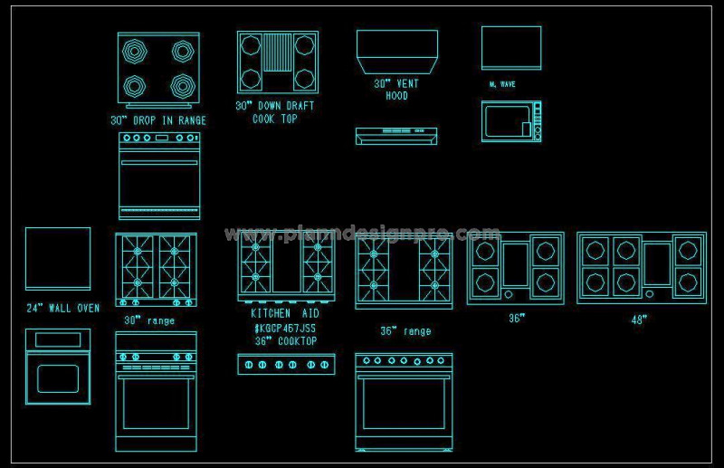Kitchen Appliance Free CAD Blocks- DWG for Designers
